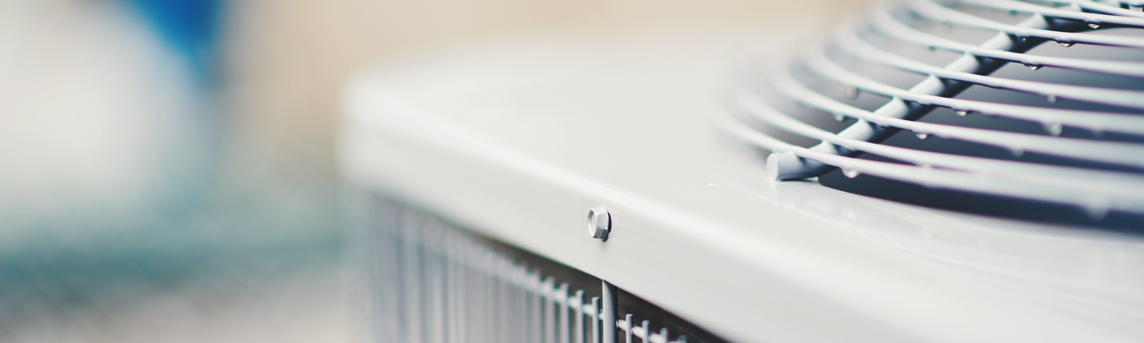 Close up of a fan on a heat pump.