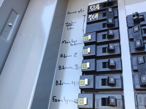 Are Old Electrical Panels Unsafe? An updated and labeled electrical panel.