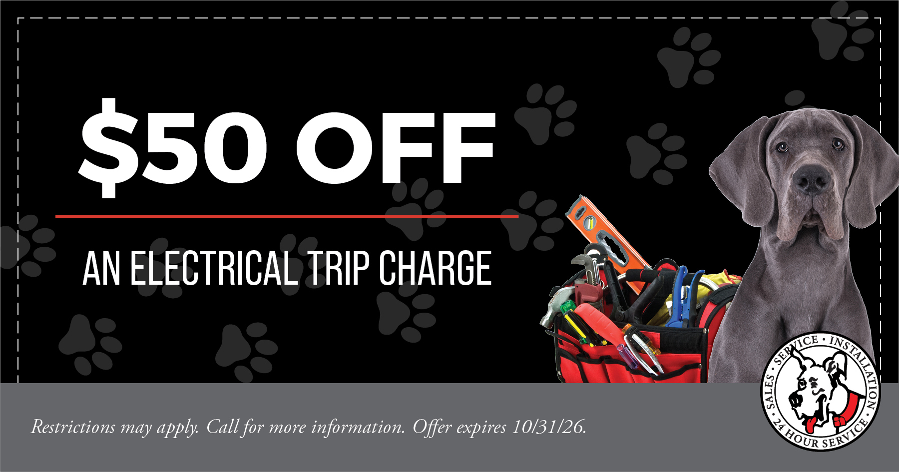 $50 off an electrical trip charge
