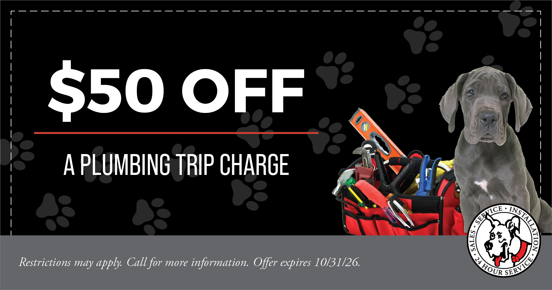 $50 off a plumbing trip charge